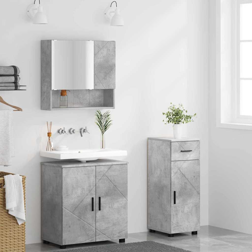 Badezimmermöbel-Set 3 stk. Beton Grau 61 x 35 x 64 cm