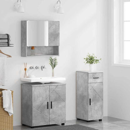Badezimmermöbel-Set 3 stk. Beton Grau 61 x 35 x 64 cm