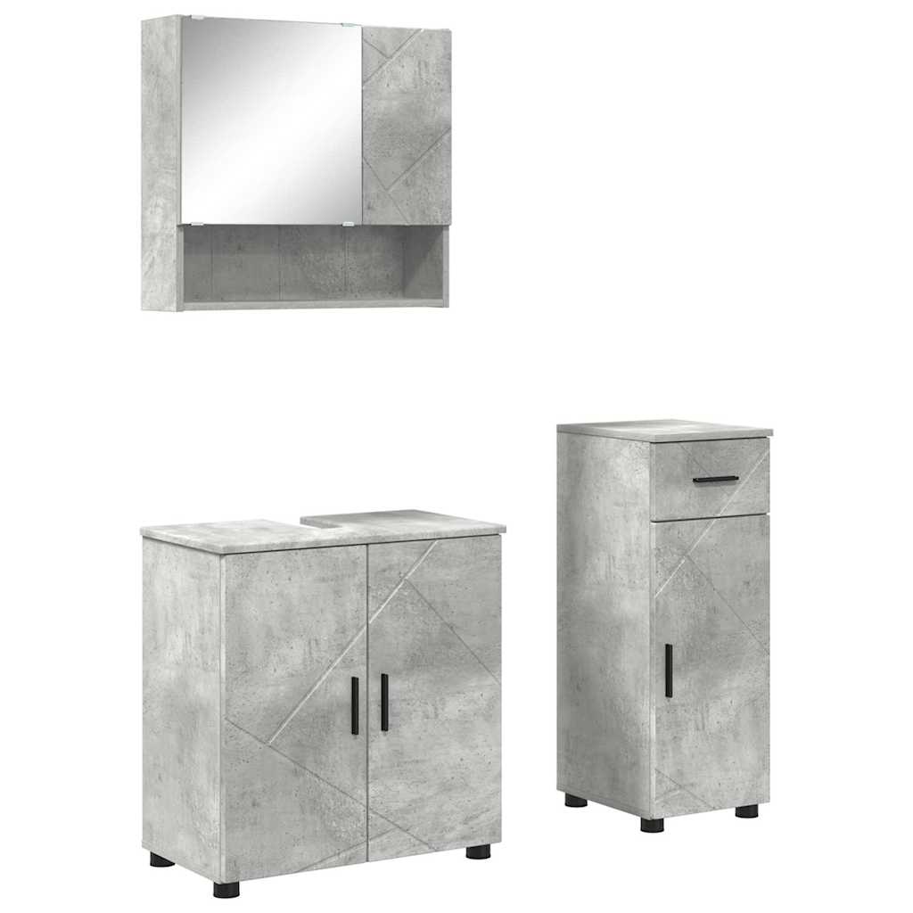 Badezimmermöbel-Set 3 stk. Beton Grau 61 x 35 x 64 cm