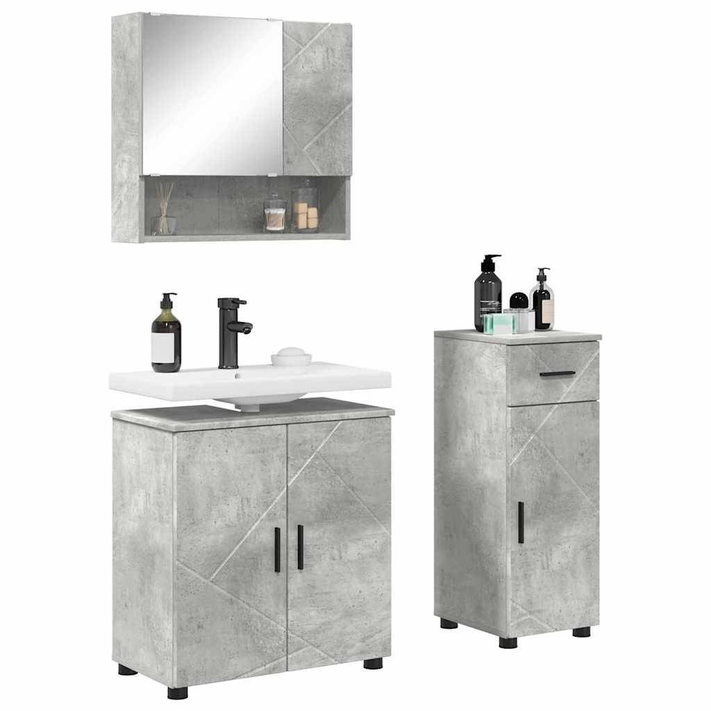 Badezimmermöbel-Set 3 stk. Beton Grau 61 x 35 x 64 cm