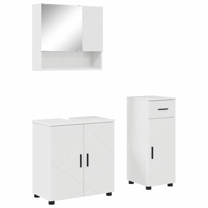 Badezimmermöbel-Set 3 stk. Hochglanz Weiß 61 x 35 x 64 cm