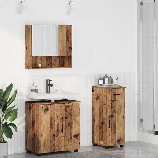 Badezimmermöbel-Set 3 stk. Altholz 61 x 35 x 64 cm