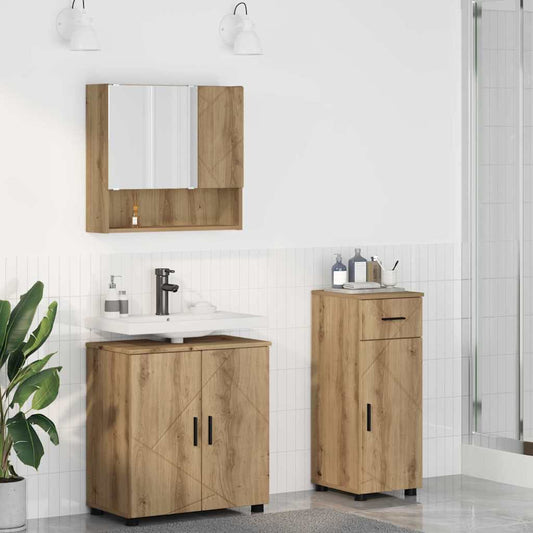 Badezimmermöbel-Set 3 stk. Artisan-Eiche 61 x 35 x 64 cm