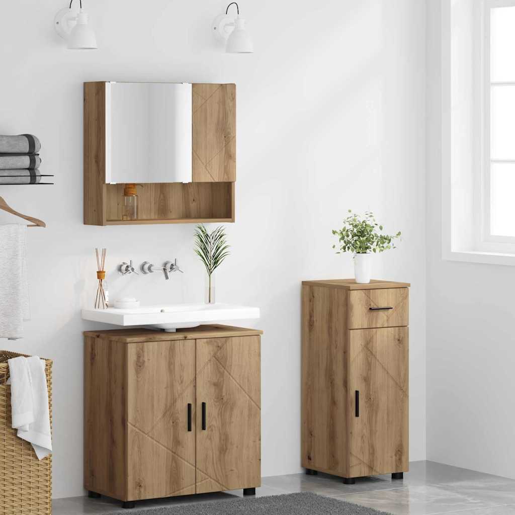 Badezimmermöbel-Set 3 Stk. Artisan-Eiche 61 x 35 x 64 cm
