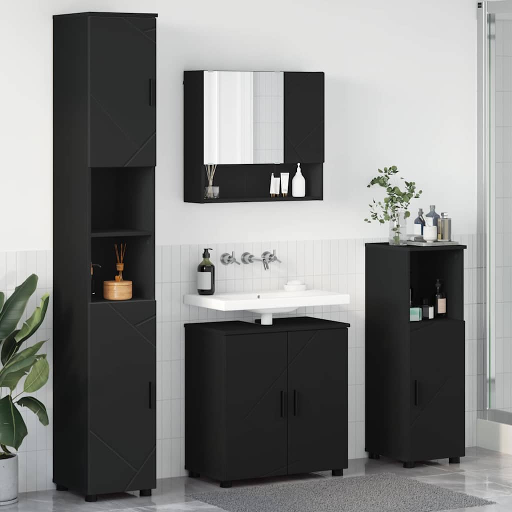 Badezimmermöbel-Set 4 stk. Schwarz 61 x 35 x 64 cm