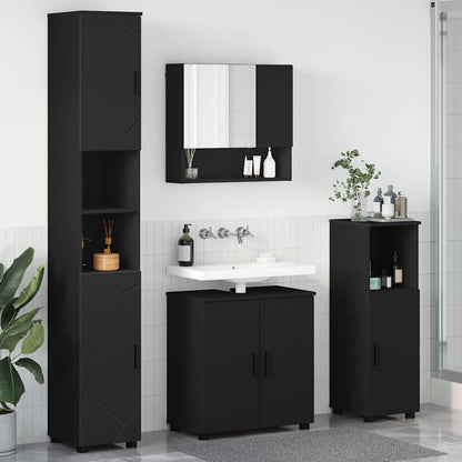 Badezimmermöbel-Set 4 stk. Schwarz 61 x 35 x 64 cm