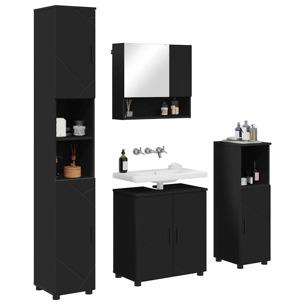 Badezimmermöbel-Set 4 stk. Schwarz 61 x 35 x 64 cm