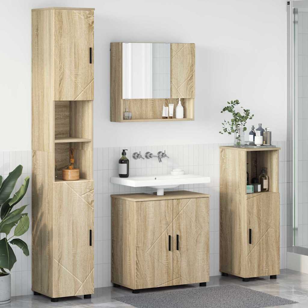 Badezimmermöbel-Set 4 stk. Sonoma-Eiche 61 x 35 x 64 cm