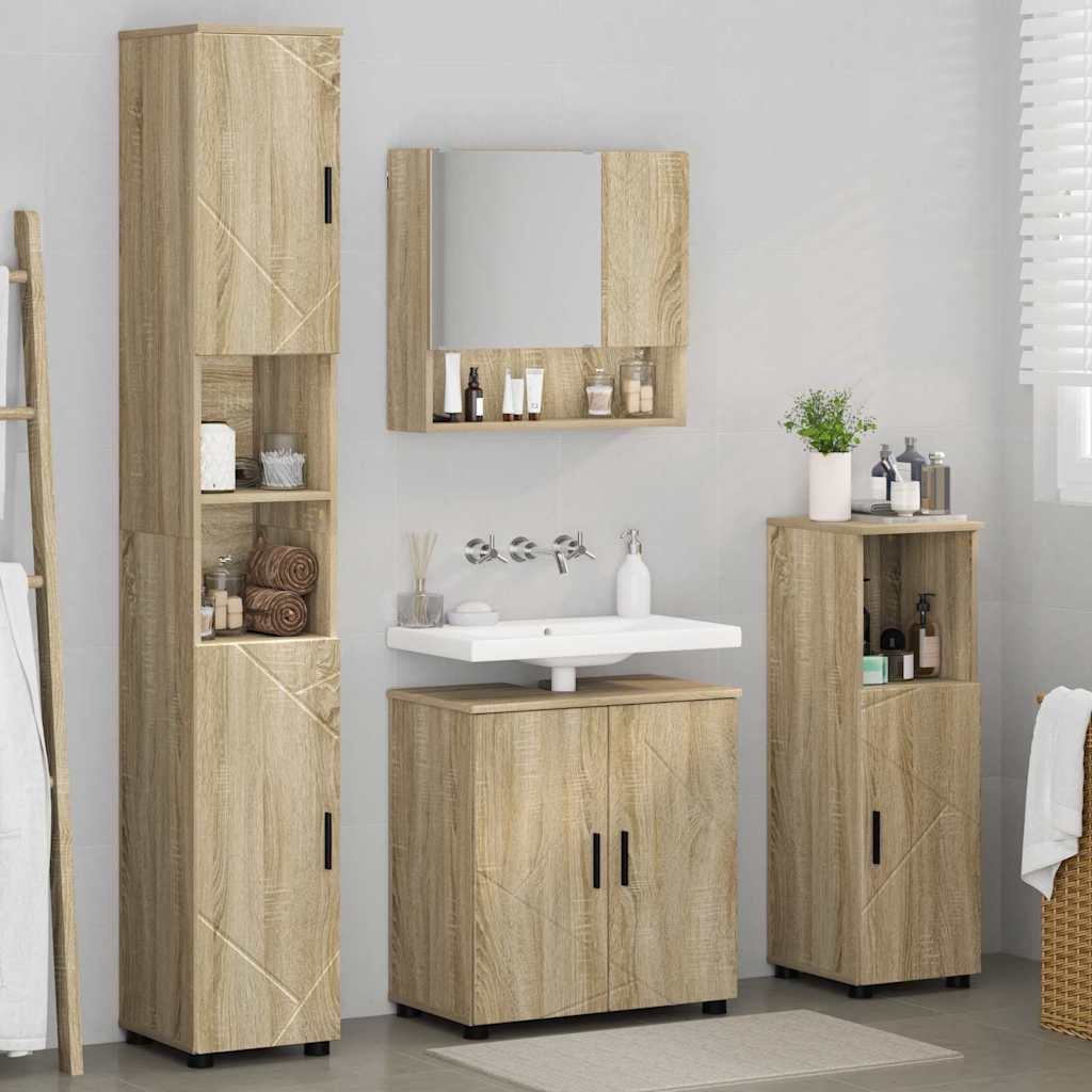 Badezimmermöbel-Set 4 stk. Sonoma-Eiche 61 x 35 x 64 cm