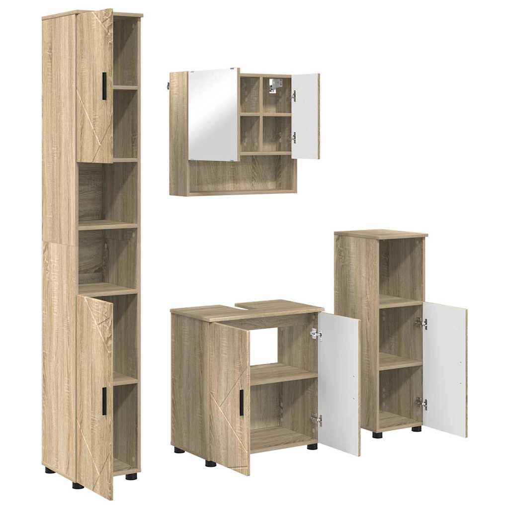 Badezimmermöbel-Set 4 stk. Sonoma-Eiche 61 x 35 x 64 cm