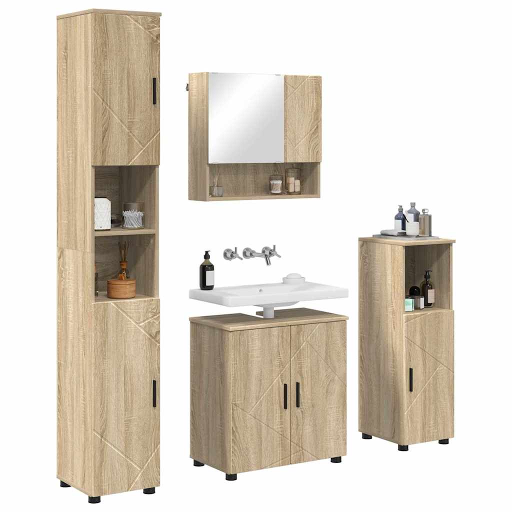Badezimmermöbel-Set 4 stk. Sonoma-Eiche 61 x 35 x 64 cm