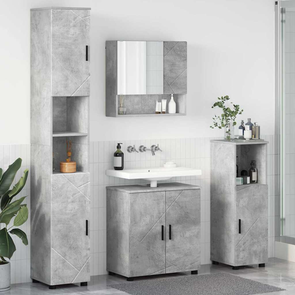 Badezimmermöbel-Set 4 stk. Beton Grau 61 x 35 x 64 cm