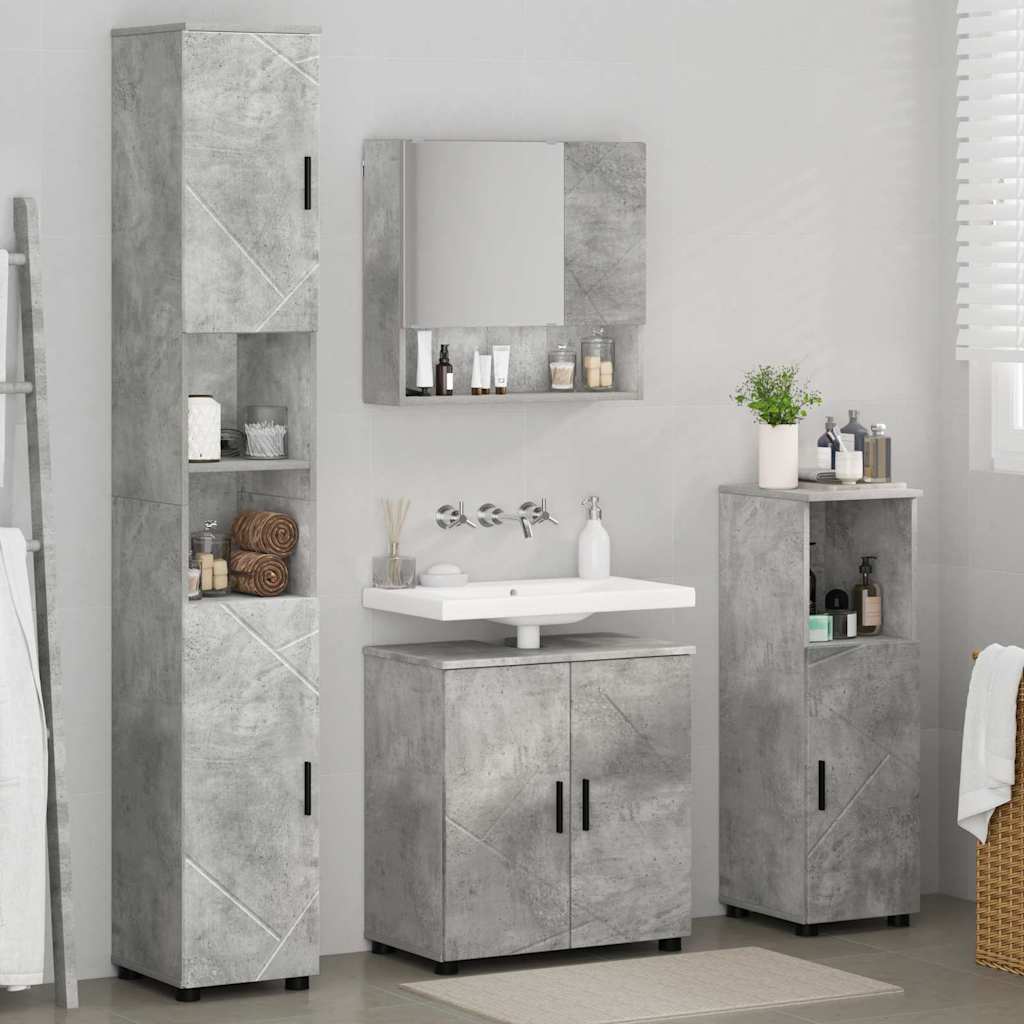 Badezimmermöbel-Set 4 stk. Beton Grau 61 x 35 x 64 cm