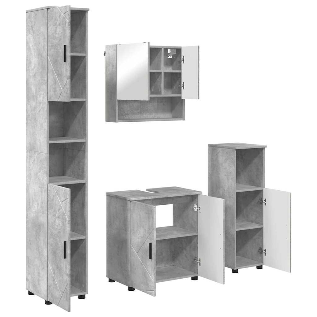 Badezimmermöbel-Set 4 stk. Beton Grau 61 x 35 x 64 cm