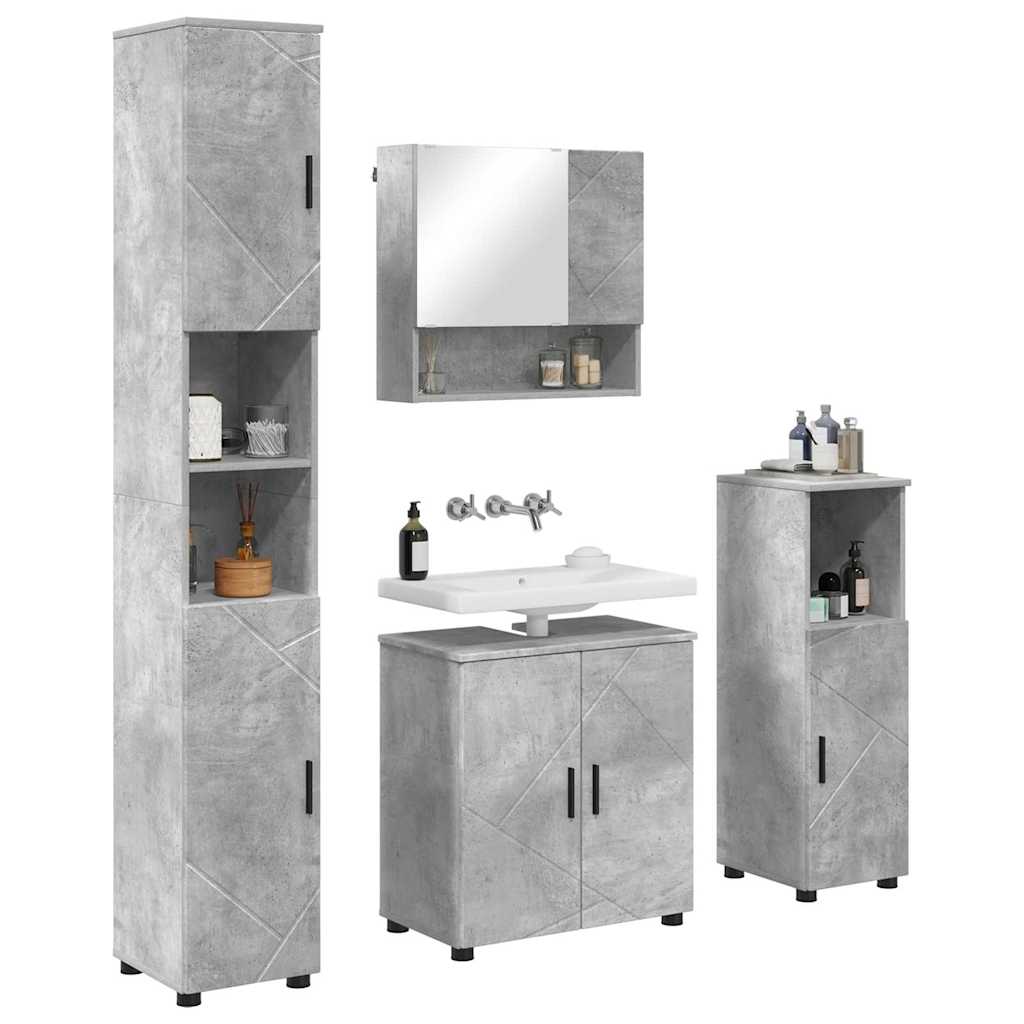 Badezimmermöbel-Set 4 stk. Beton Grau 61 x 35 x 64 cm