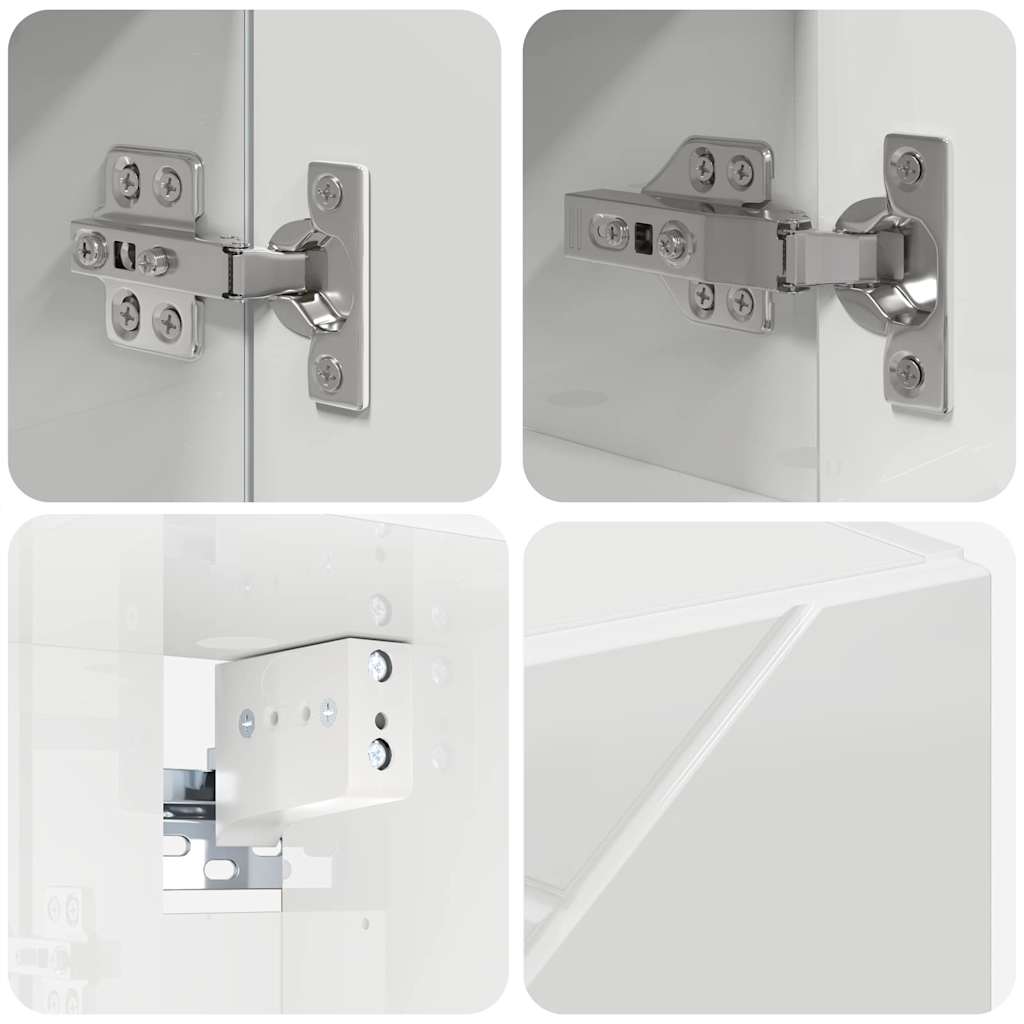 Badezimmermöbel-Set 4 stk. Hochglanz Weiß 61 x 35 x 64 cm