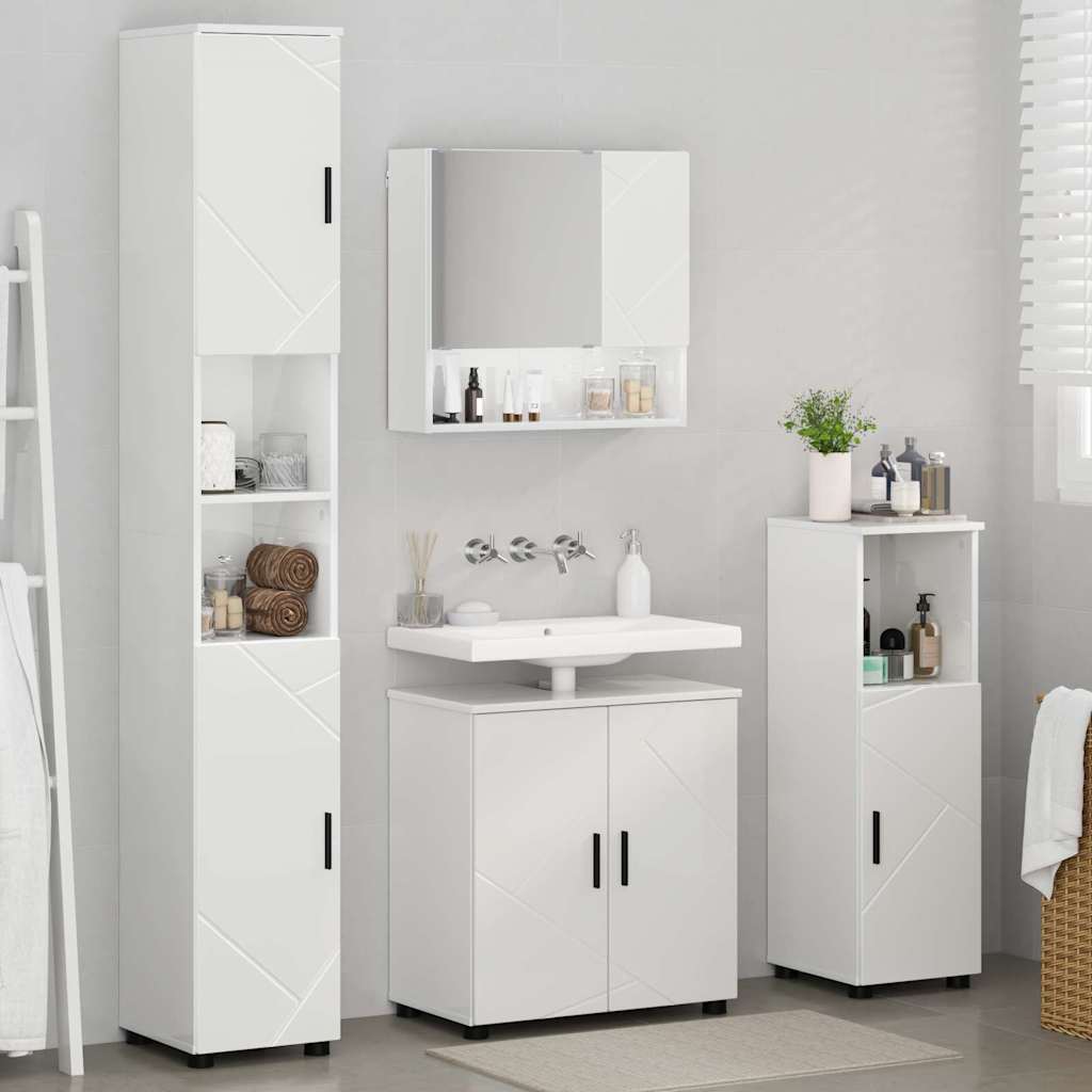 Badezimmermöbel-Set 4 stk. Hochglanz Weiß 61 x 35 x 64 cm