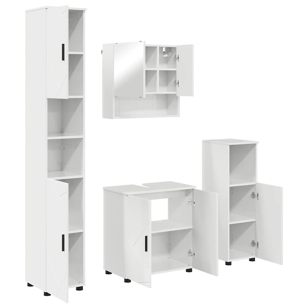 Badezimmermöbel-Set 4 stk. Hochglanz Weiß 61 x 35 x 64 cm