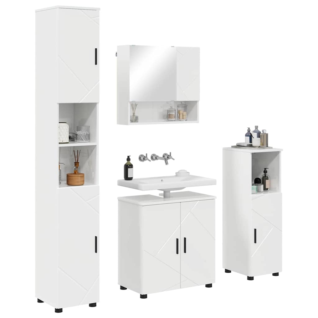 Badezimmermöbel-Set 4 stk. Hochglanz Weiß 61 x 35 x 64 cm