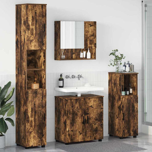 Badezimmermöbel-Set 4 stk. Geräucherte Eiche 61 x 35 x 64 cm