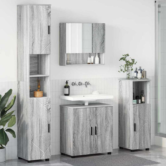 Badezimmermöbel-Set 4 stk. Graues Sonoma 61 x 35 x 64 cm