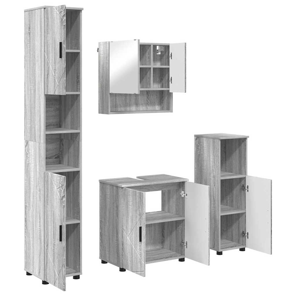 Badezimmermöbel-Set 4 stk. Graues Sonoma 61 x 35 x 64 cm