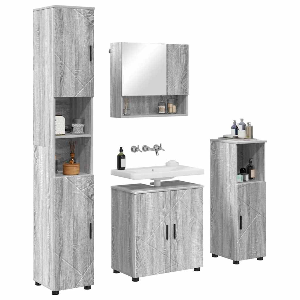 Badezimmermöbel-Set 4 stk. Graues Sonoma 61 x 35 x 64 cm