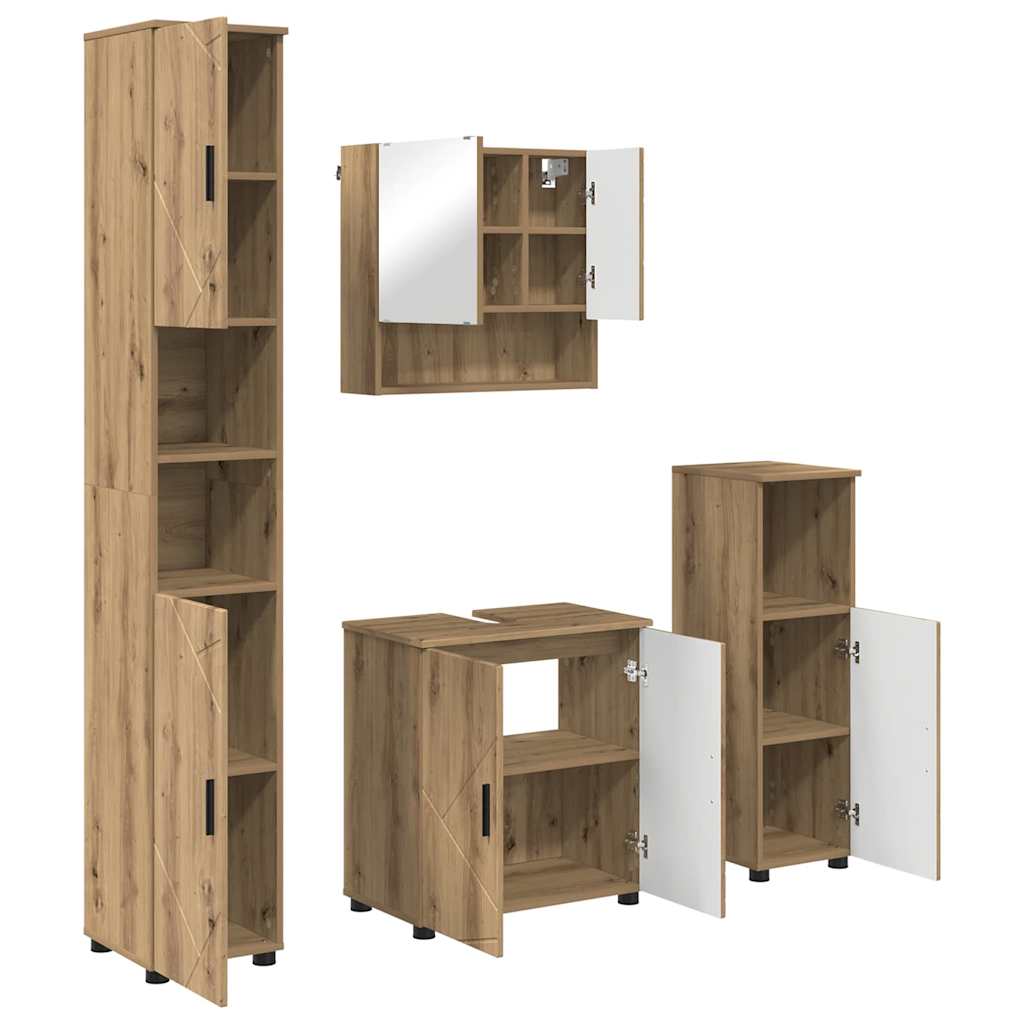 Badezimmermöbel-Set 4 Stk. Artisan-Eiche 61 x 35 x 64 cm