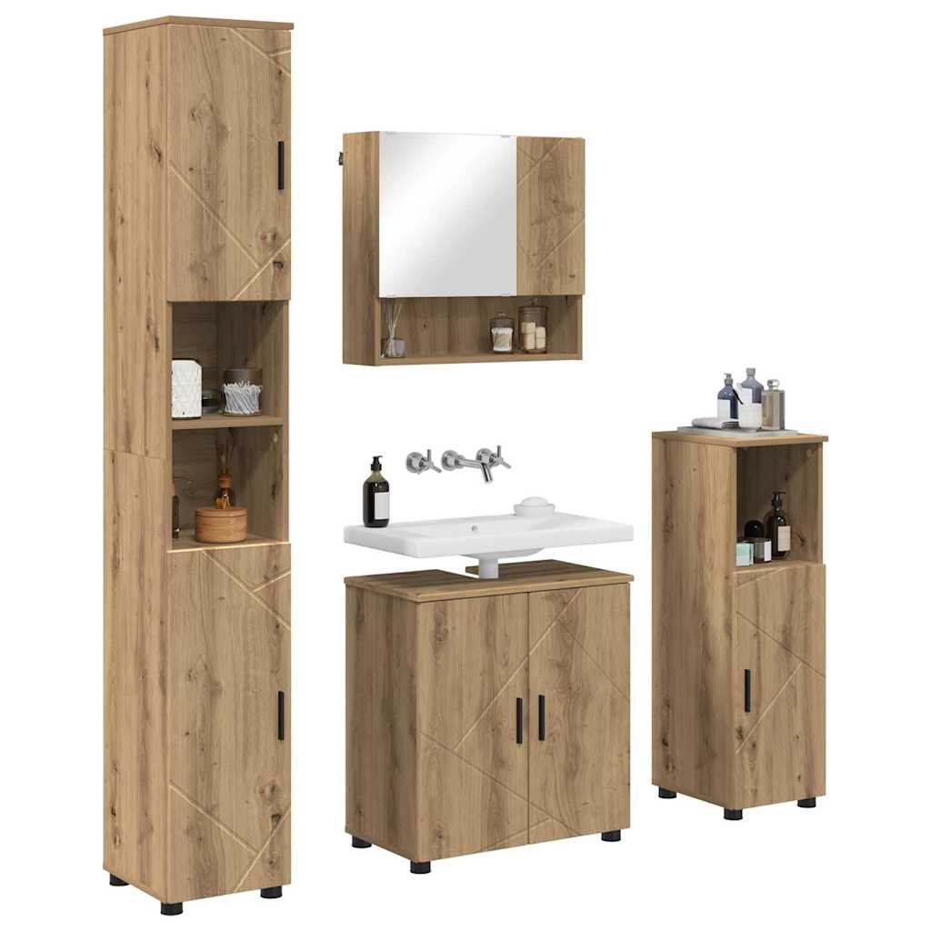 Badezimmermöbel-Set 4 Stk. Artisan-Eiche 61 x 35 x 64 cm