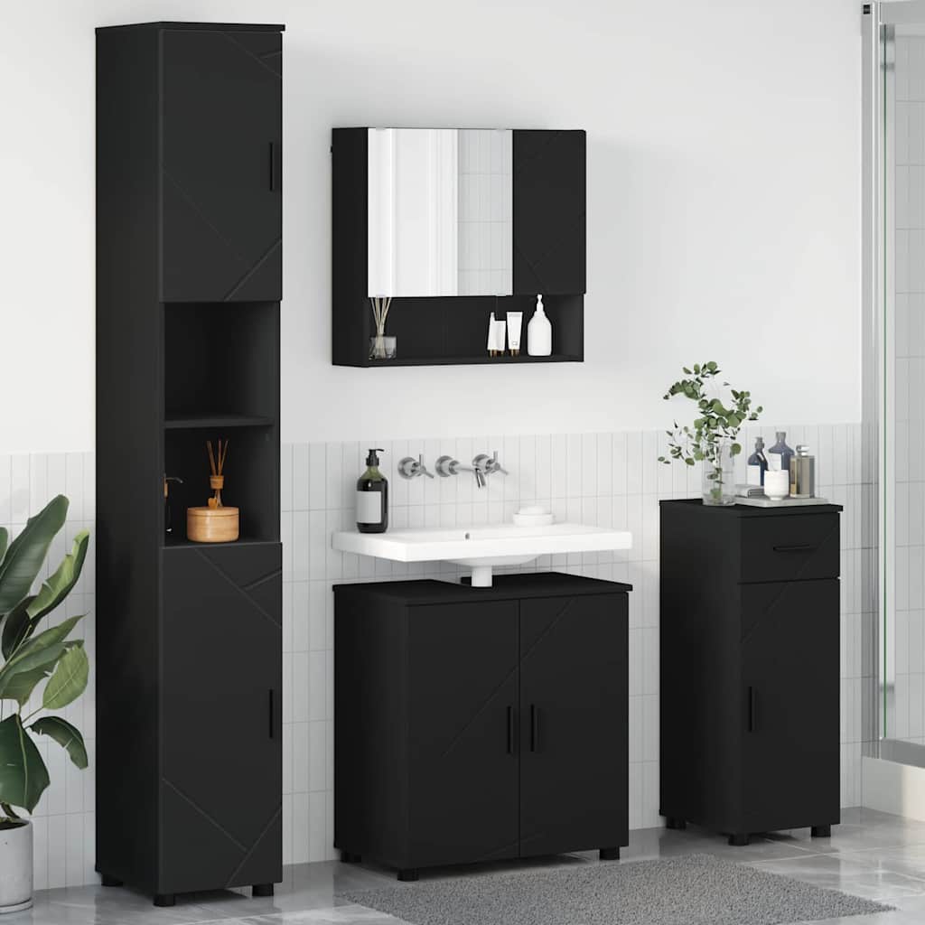 Badezimmermöbel-Set 4 stk. Schwarz 61 x 35 x 64 cm