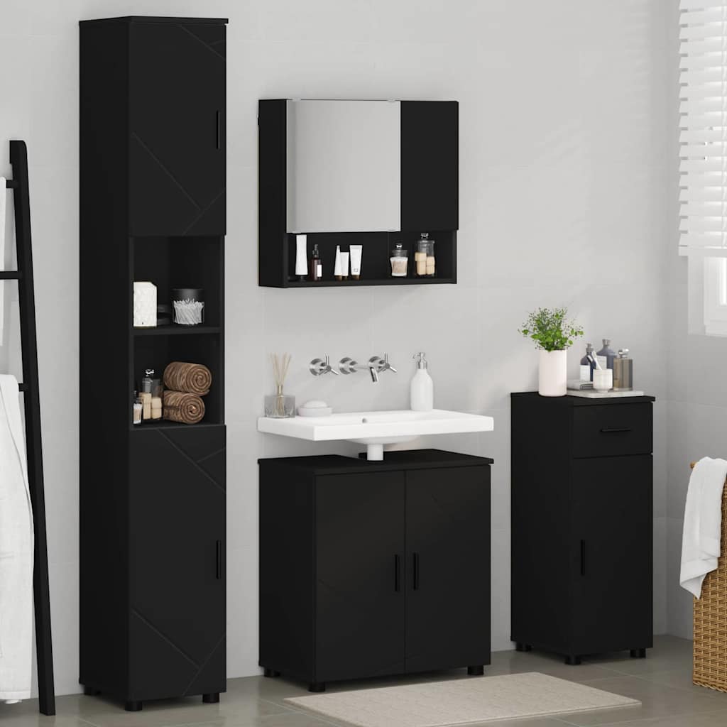Badezimmermöbel-Set 4 stk. Schwarz 61 x 35 x 64 cm