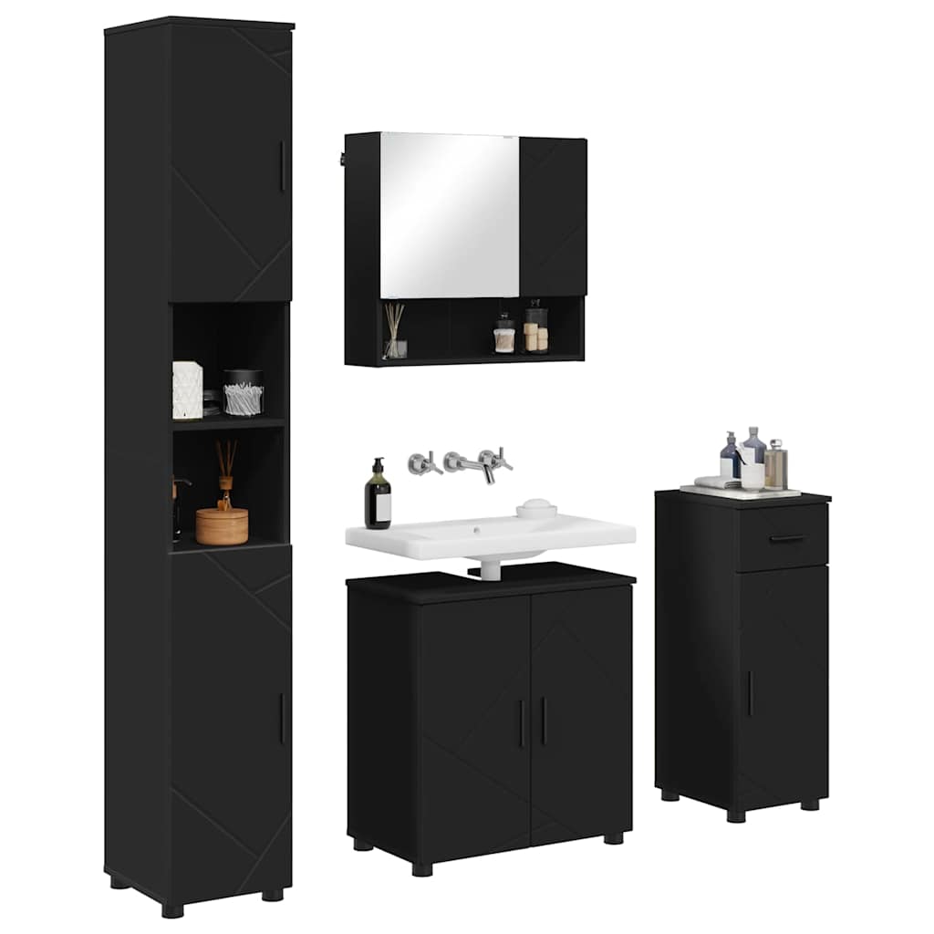 Badezimmermöbel-Set 4 stk. Schwarz 61 x 35 x 64 cm