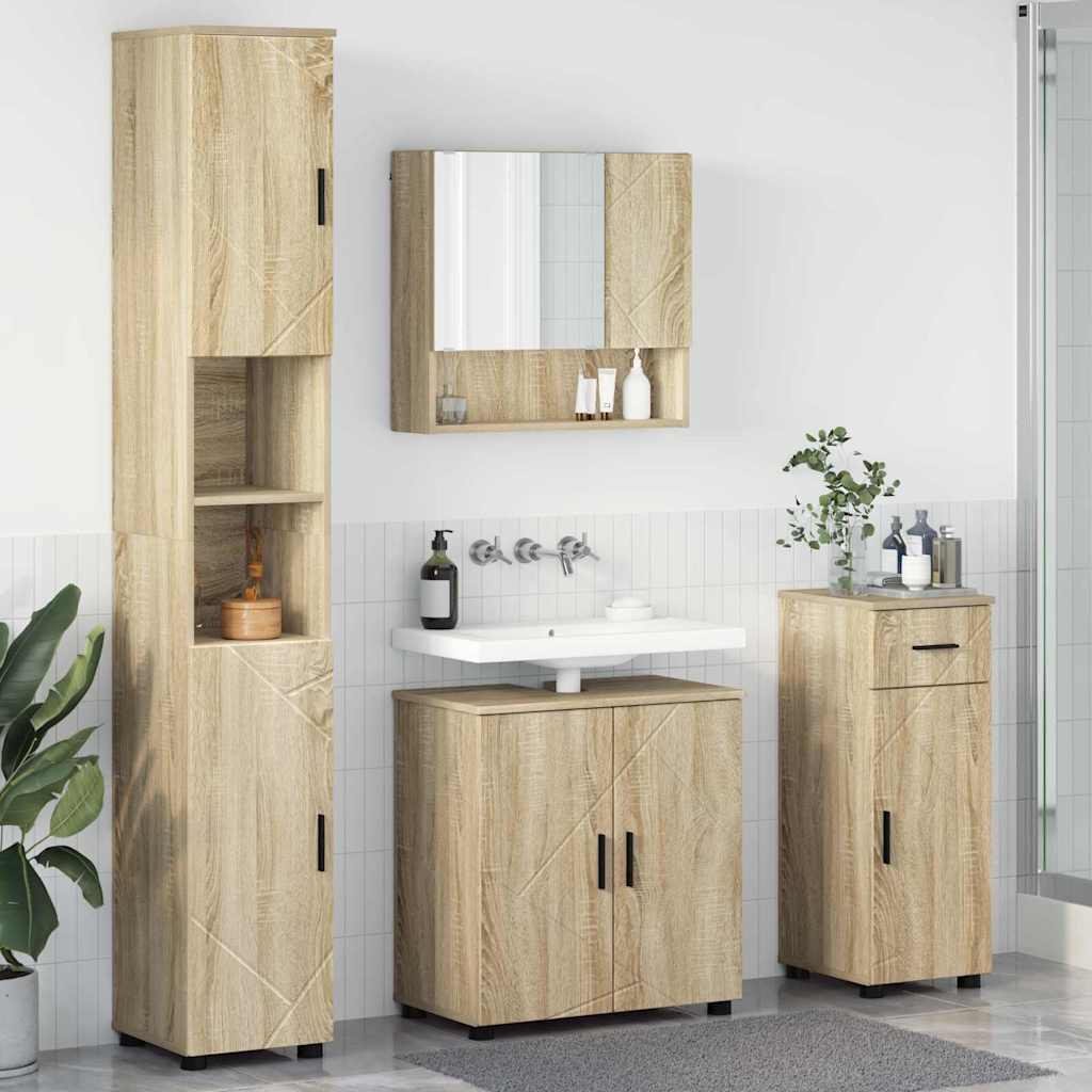Badezimmermöbel-Set 4 stk. Sonoma-Eiche 61 x 35 x 64 cm