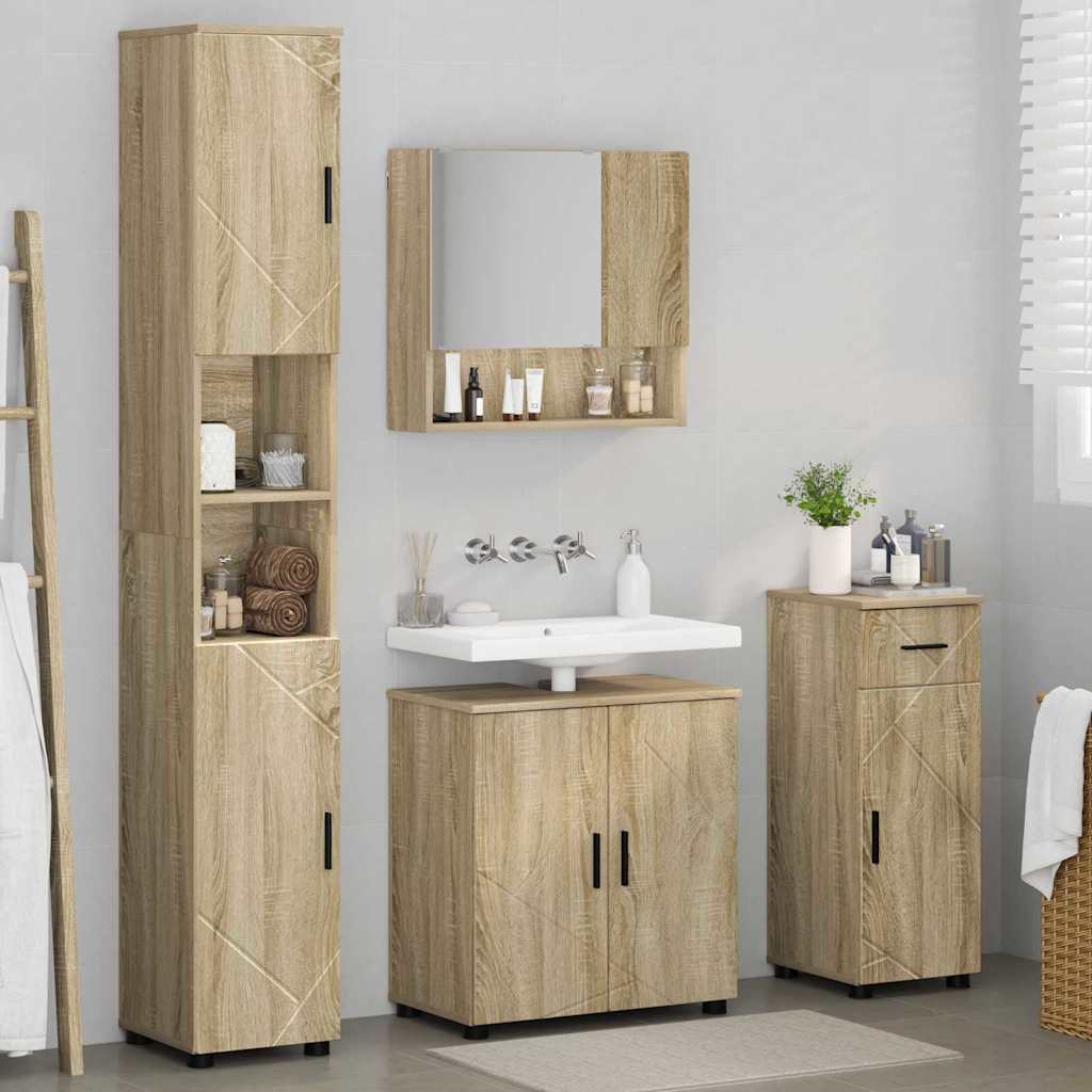 Badezimmermöbel-Set 4 stk. Sonoma-Eiche 61 x 35 x 64 cm