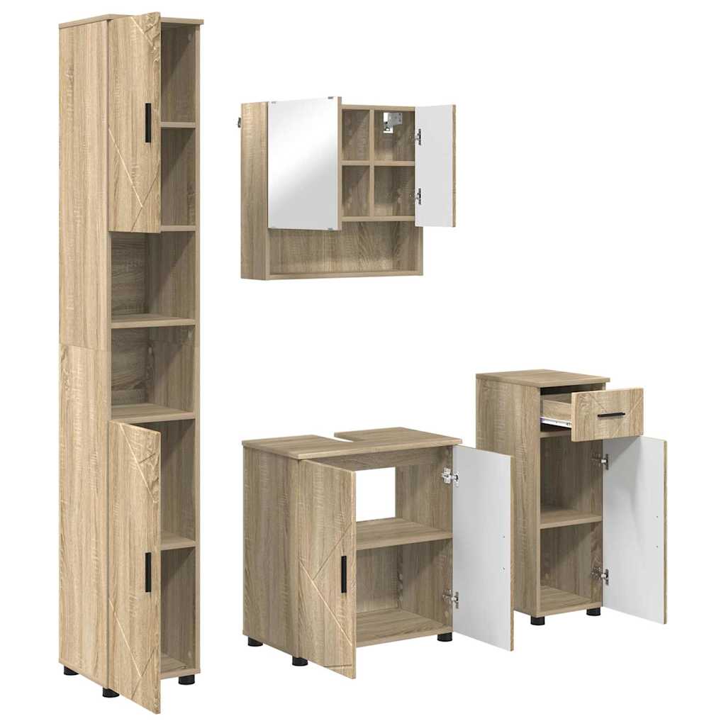 Badezimmermöbel-Set 4 stk. Sonoma-Eiche 61 x 35 x 64 cm