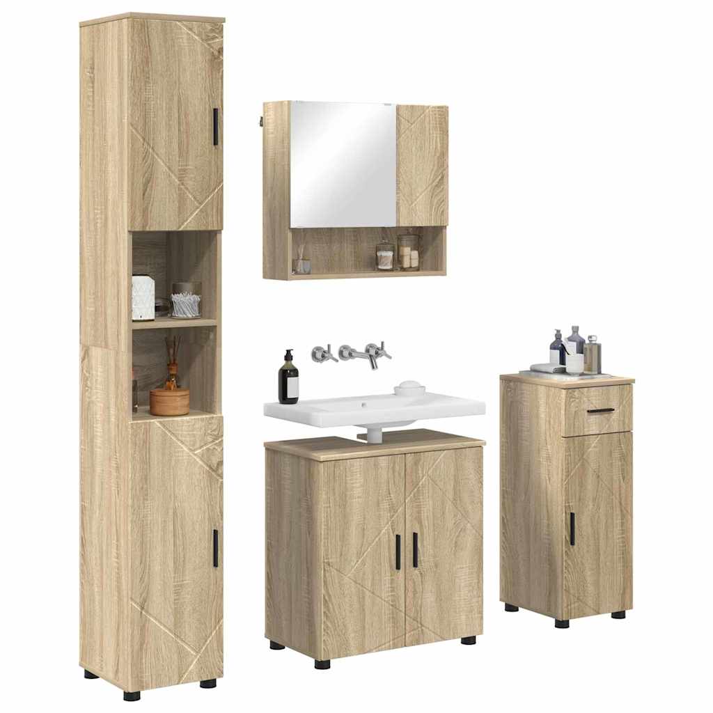 Badezimmermöbel-Set 4 stk. Sonoma-Eiche 61 x 35 x 64 cm