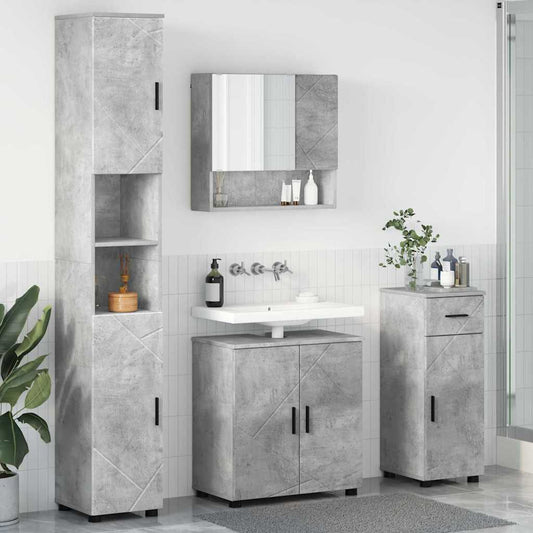 Badezimmermöbel-Set 4 stk. Beton Grau 61 x 35 x 64 cm