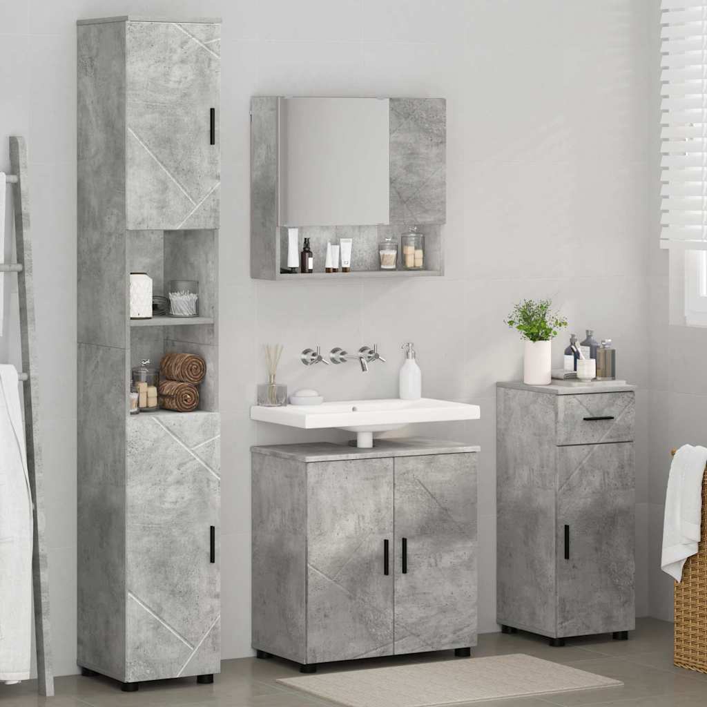 Badezimmermöbel-Set 4 stk. Beton Grau 61 x 35 x 64 cm