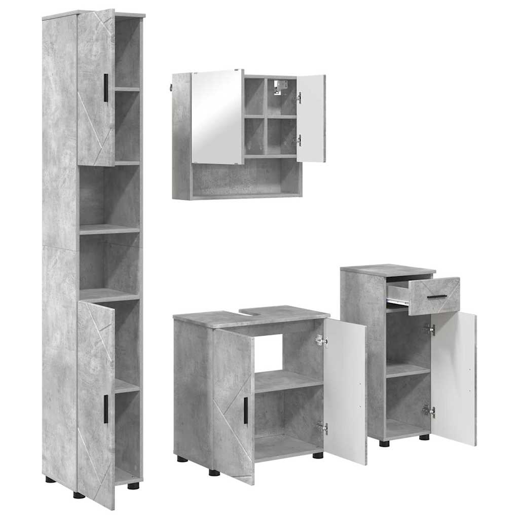 Badezimmermöbel-Set 4 stk. Beton Grau 61 x 35 x 64 cm