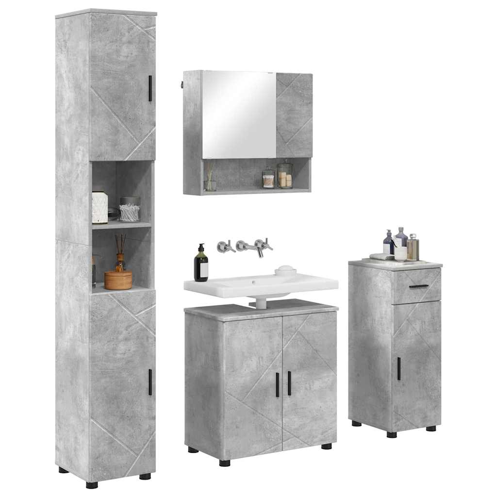 Badezimmermöbel-Set 4 stk. Beton Grau 61 x 35 x 64 cm