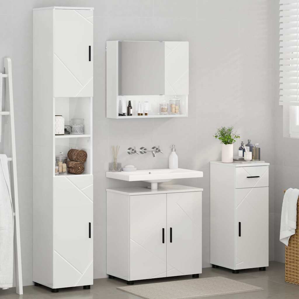 Badezimmermöbel-Set 4 stk. Hochglanz Weiß 61 x 35 x 64 cm
