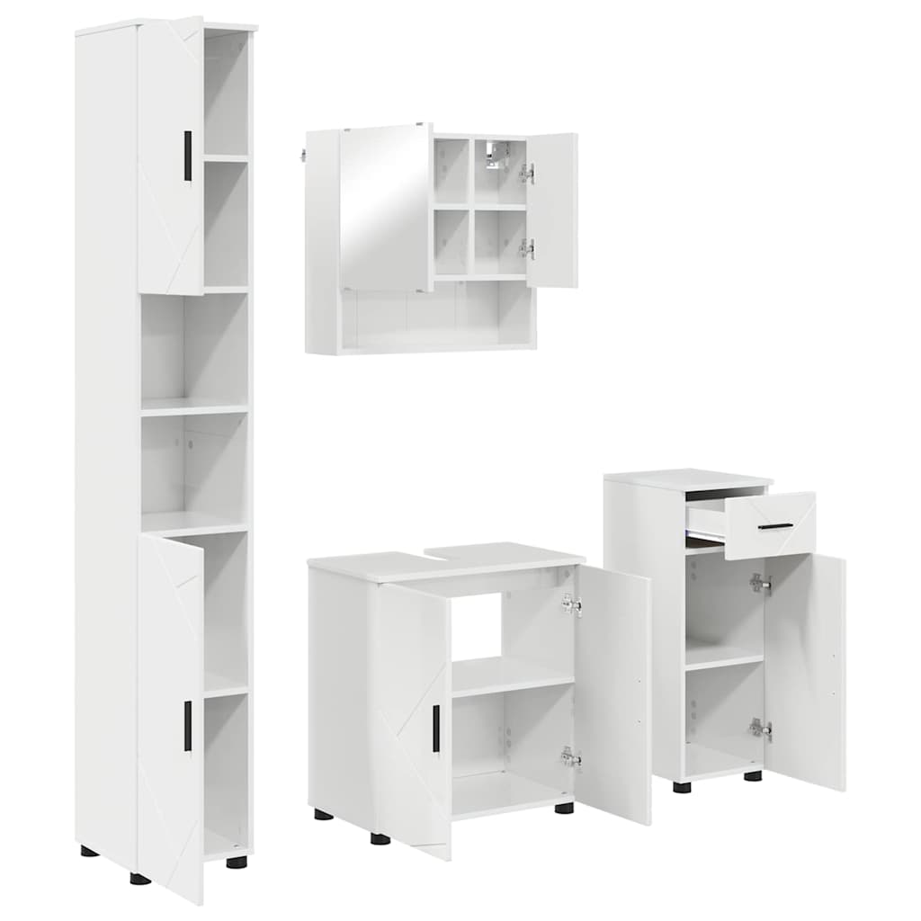 Badezimmermöbel-Set 4 stk. Hochglanz Weiß 61 x 35 x 64 cm