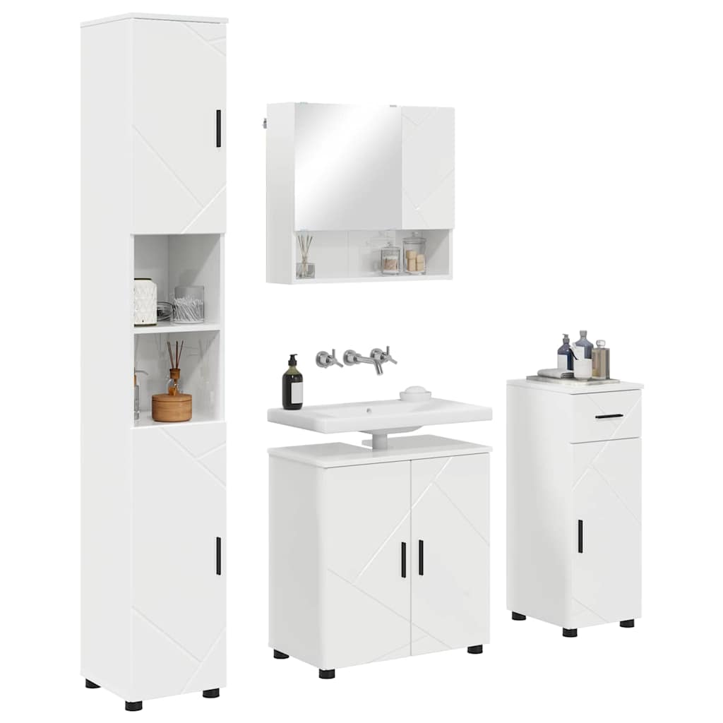 Badezimmermöbel-Set 4 stk. Hochglanz Weiß 61 x 35 x 64 cm