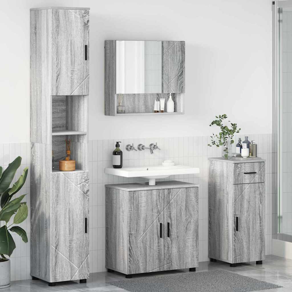 Badezimmermöbel-Set 4 stk. Graues Sonoma 61 x 35 x 64 cm