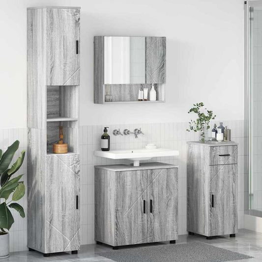 Badezimmermöbel-Set 4 stk. Graues Sonoma 61 x 35 x 64 cm