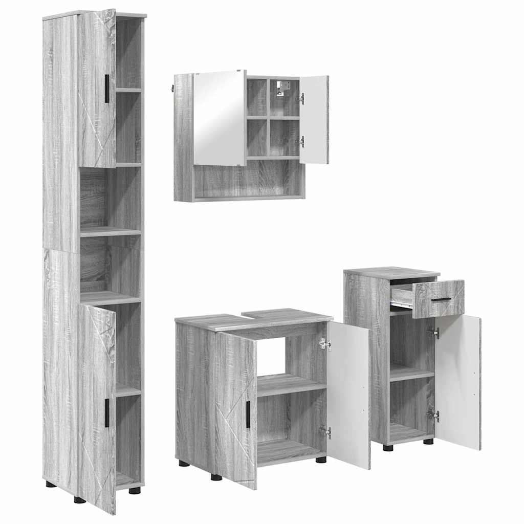 Badezimmermöbel-Set 4 stk. Graues Sonoma 61 x 35 x 64 cm