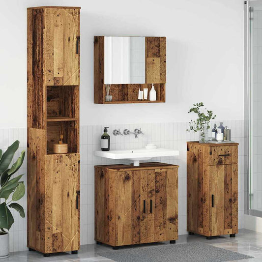 Badezimmermöbel-Set 4 stk. Altholz 61 x 35 x 64 cm