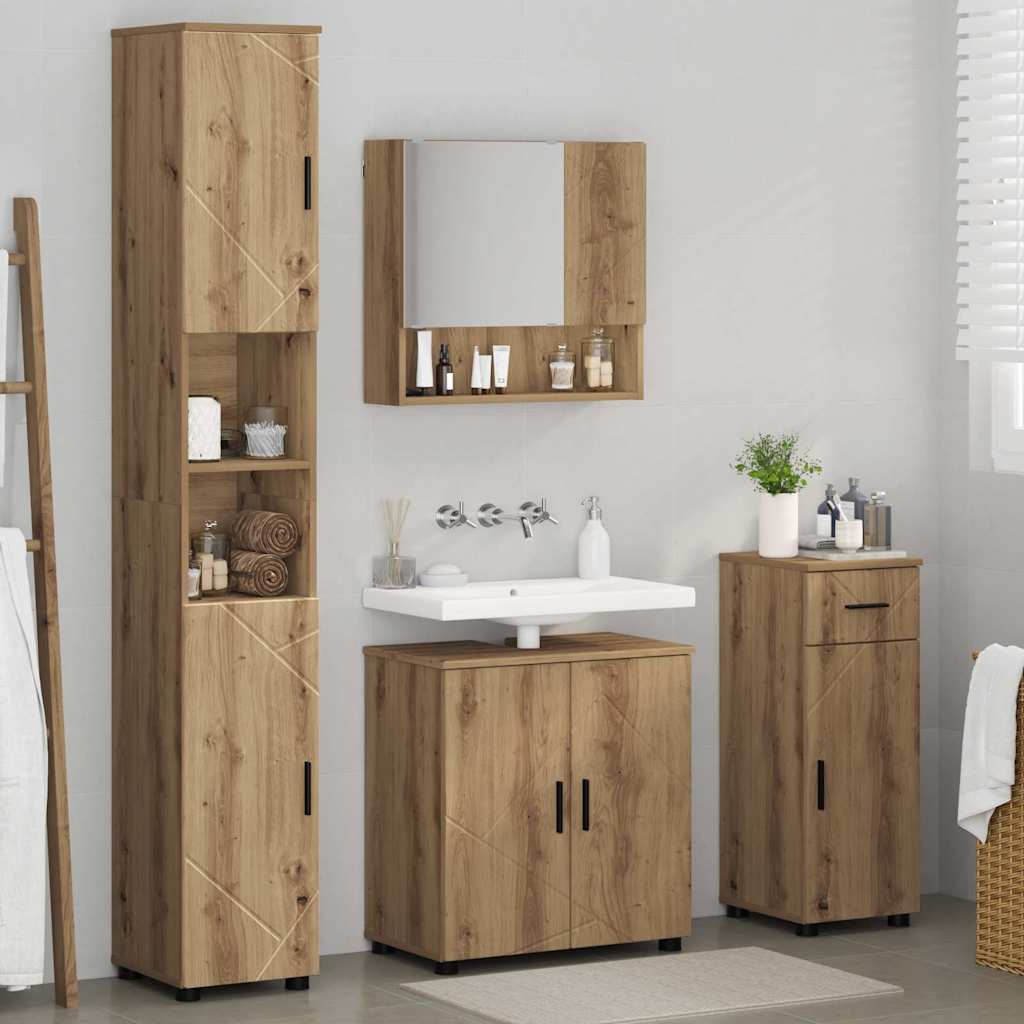 Badezimmermöbel-Set 4 Stk. Artisan-Eiche 61 x 35 x 64 cm