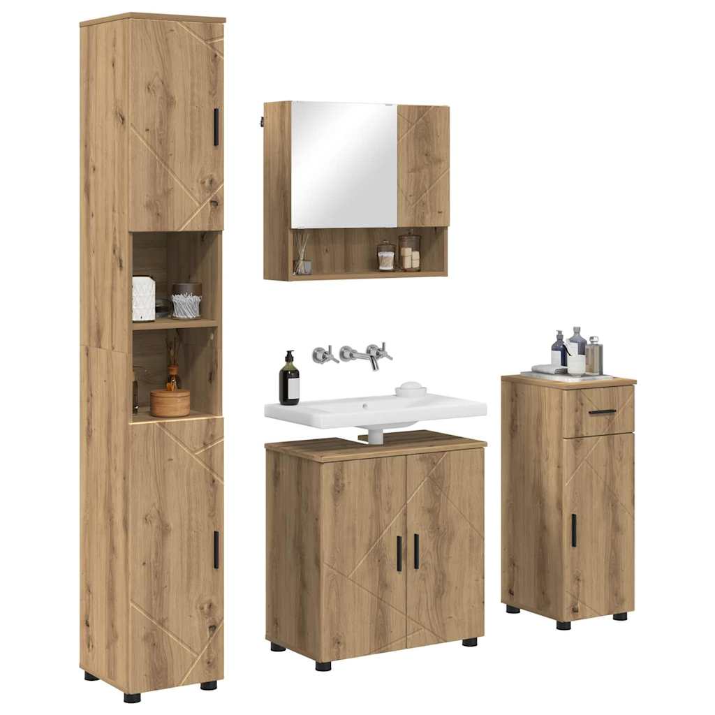 Badezimmermöbel-Set 4 Stk. Artisan-Eiche 61 x 35 x 64 cm