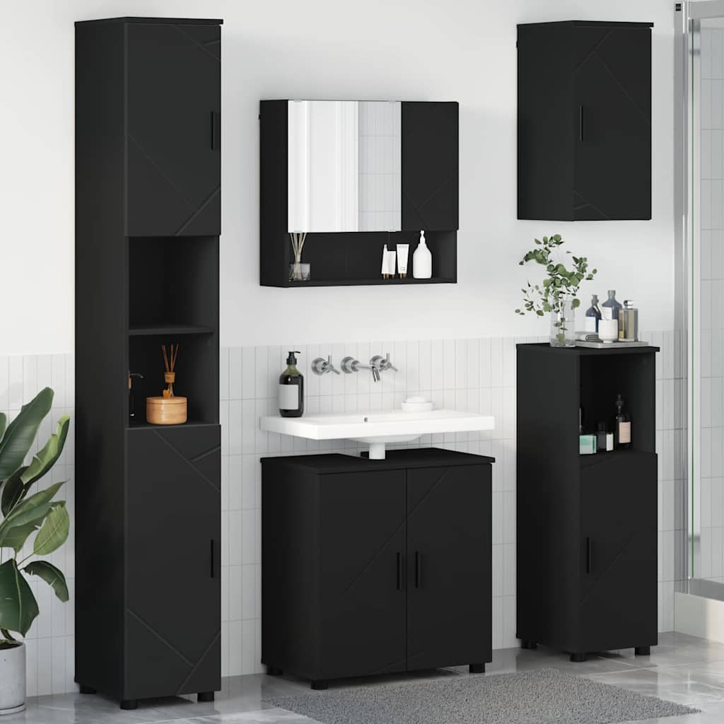 Badezimmermöbel-Set 5 stk. Schwarz 61 x 35 x 64 cm
